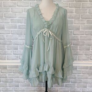 Sugar Thrillz Mint Green Ruffle Mini Dress